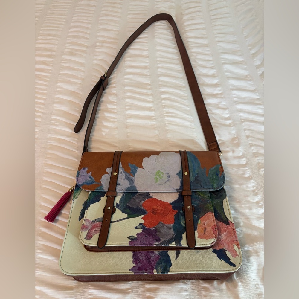 🚍📝📚 House of Disaster (1916) Floral Satchel Messenger Bag -EUC - Picture 2 of 15